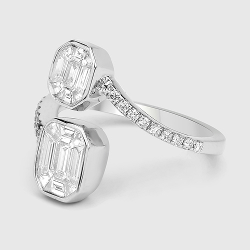 0.89 Carat Genuine White Diamond 18K White Gold Ring (F-G Color, VVS-VS Clarity)