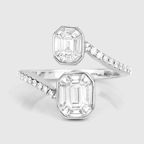 0.89 Carat Genuine White Diamond 18K White Gold Ring (F-G Color, VVS-VS Clarity)