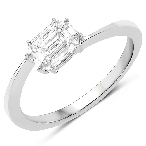 Diamond-0.33 Carat Genuine White Diamond 18K White Gold Ring (F-G Color, VVS-VS Clarity)