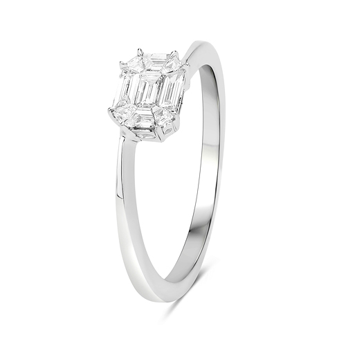 0.33 Carat Genuine White Diamond 18K White Gold Ring (F-G Color, VVS-VS Clarity)