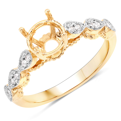0.27 Carat Genuine White Diamond 14K Yellow Gold Ring (I-J Color, SI Clarity)