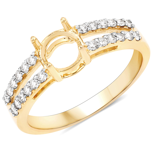 0.29 Carat Genuine White Diamond 14K Yellow Gold Ring (I-J Color, SI Clarity)