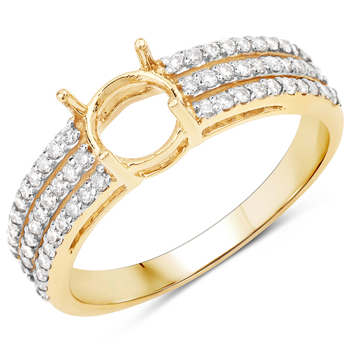 Diamond-0.36 Carat Genuine White Diamond 14K Yellow Gold Ring (I-J Color, SI Clarity)