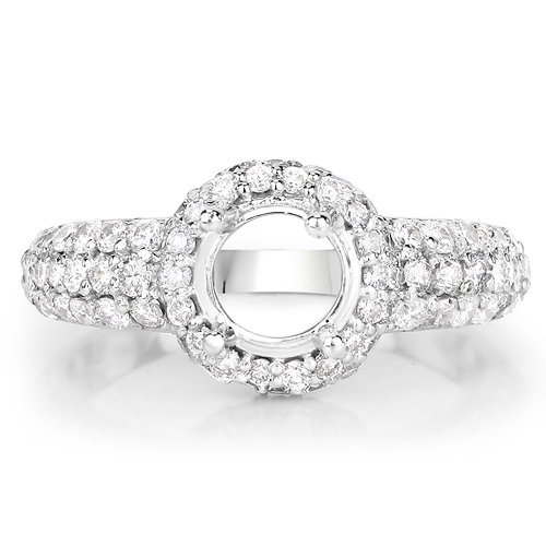 0.94 Carat Genuine White Diamond 14K White Gold Ring (I-J Color, SI Clarity)