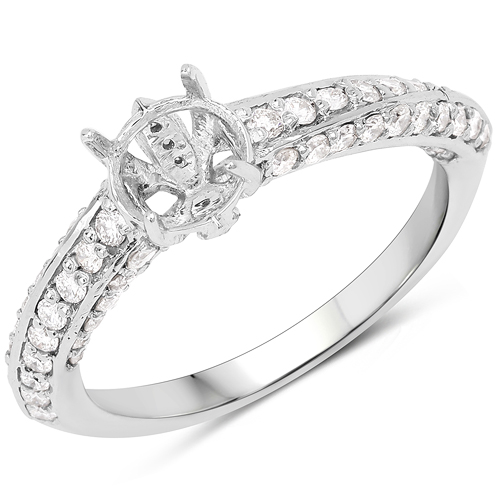 Diamond-0.60 Carat Genuine White Diamond 14K White Gold Ring (I-J Color, SI Clarity)