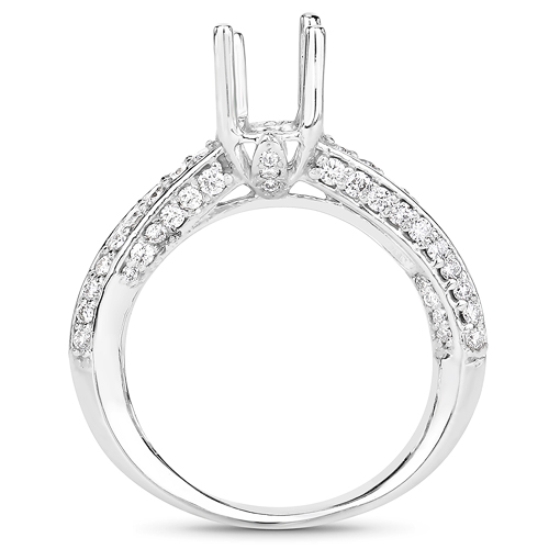 0.60 Carat Genuine White Diamond 14K White Gold Ring (I-J Color, SI Clarity)