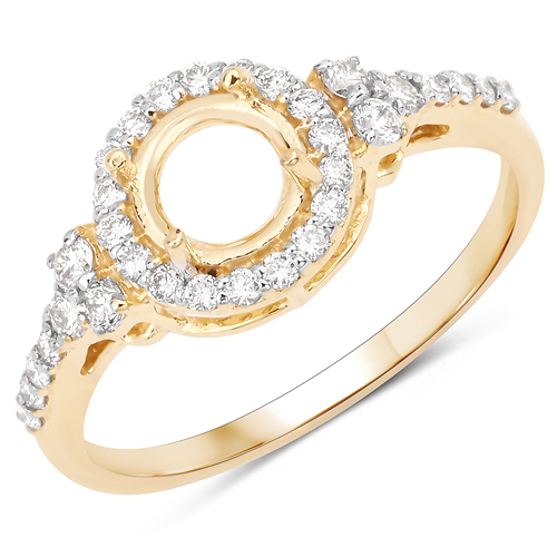 Diamond-0.34 Carat Genuine White Diamond 14K Yellow Gold Ring (I-J Color, SI Clarity)