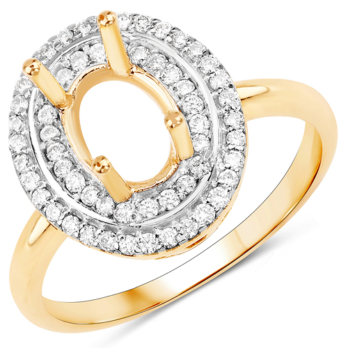 0.31 Carat Genuine White Diamond 14K Yellow Gold Ring (I-J Color, SI Clarity)