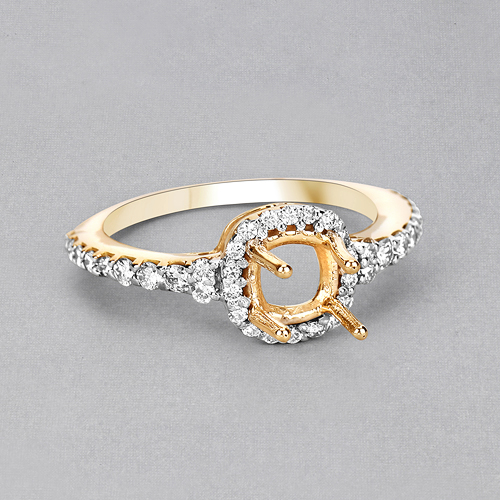 0.48 Carat Genuine White Diamond 14K Yellow Gold Ring (I-J Color, SI Clarity)