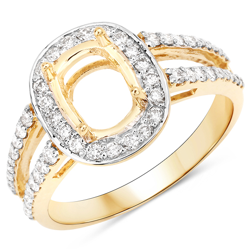 0.42 Carat Genuine White Diamond 14K Yellow Gold Ring (I-J Color, SI Clarity)