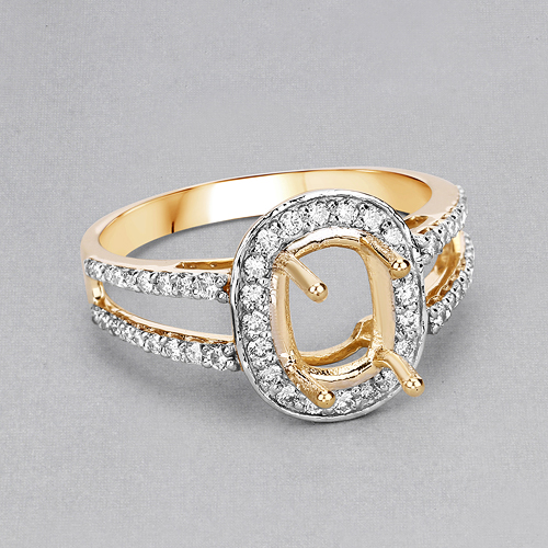 0.42 Carat Genuine White Diamond 14K Yellow Gold Ring (I-J Color, SI Clarity)