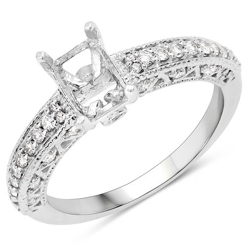 Diamond-0.51 Carat Genuine White Diamond 14K White Gold Ring (I-J Color, SI Clarity)