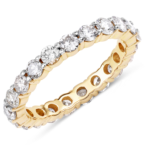 Diamond-1.90 Carat Genuine White Diamond 14K Yellow Gold Ring (K Color, SI2-I1 Clarity)
