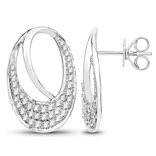 0.64 Carat Genuine White Diamond 14K White Gold Earrings (E-F-G Color, SI Clarity)