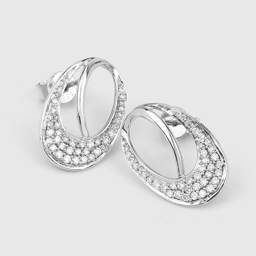 0.64 Carat Genuine White Diamond 14K White Gold Earrings (E-F-G Color, SI Clarity)