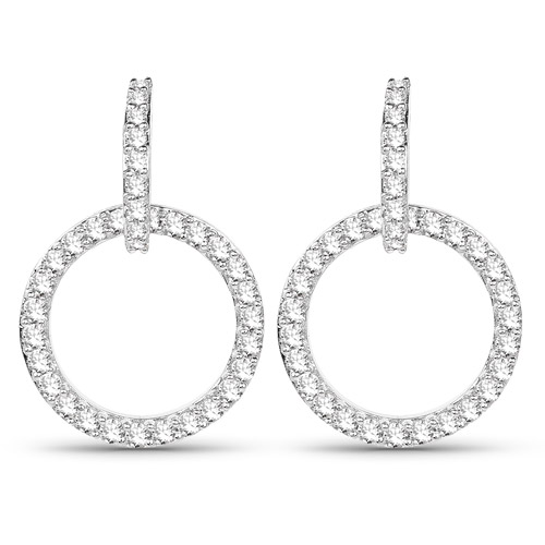 Earrings-0.76 Carat Genuine White Diamond 14K White Gold Earrings (G-H Color, SI1-SI2 Clarity)