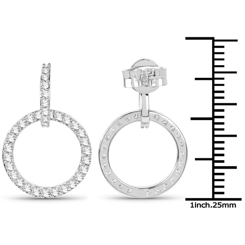 0.76 Carat Genuine White Diamond 14K White Gold Earrings (G-H Color, SI1-SI2 Clarity)