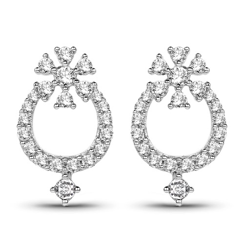 Earrings-0.48 Carat Genuine White Diamond 14K White Gold Earrings (G-H Color, SI1-SI2 Clarity)