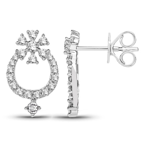 0.48 Carat Genuine White Diamond 14K White Gold Earrings (G-H Color, SI1-SI2 Clarity)