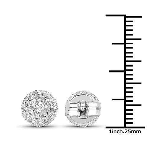 1.22 Carat Genuine White Diamond 14K White Gold Earrings (G-H Color, SI1-SI2 Clarity)