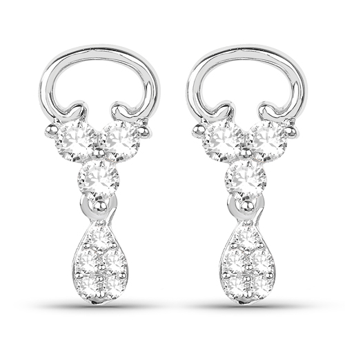 Earrings-0.53 Carat Genuine White Diamond 14K White Gold Earrings (E-F Color, SI Clarity)