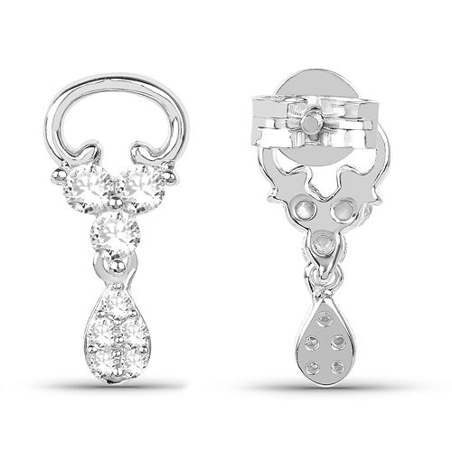 0.53 Carat Genuine White Diamond 14K White Gold Earrings (E-F Color, SI Clarity)