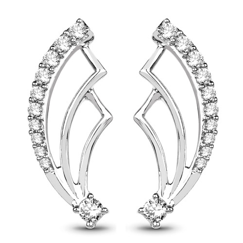 Earrings-0.25 Carat Genuine White Diamond 14K White Gold Earrings (G-H Color, SI1-SI2 Clarity)