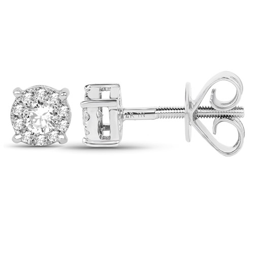 0.30 Carat Genuine White Diamond 14K White Gold Earrings (G-H Color, SI1-SI2 Clarity)