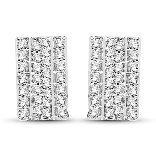 Earrings-0.72 Carat Genuine White Diamond 14K White Gold Earrings (E-F Color, SI Clarity)