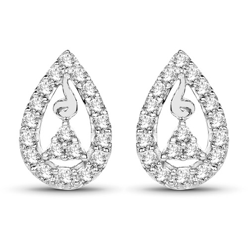 Earrings-0.39 Carat Genuine White Diamond 14K White Gold Earrings (G-H Color, SI1-SI2 Clarity)