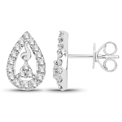 0.39 Carat Genuine White Diamond 14K White Gold Earrings (G-H Color, SI1-SI2 Clarity)