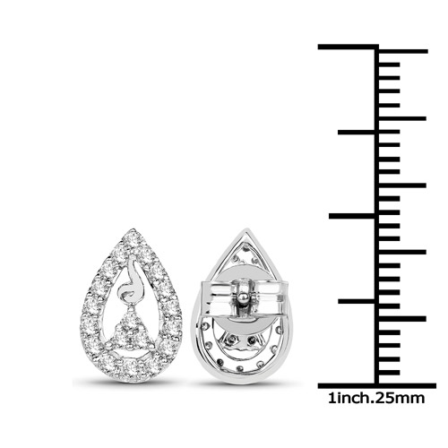 0.39 Carat Genuine White Diamond 14K White Gold Earrings (G-H Color, SI1-SI2 Clarity)