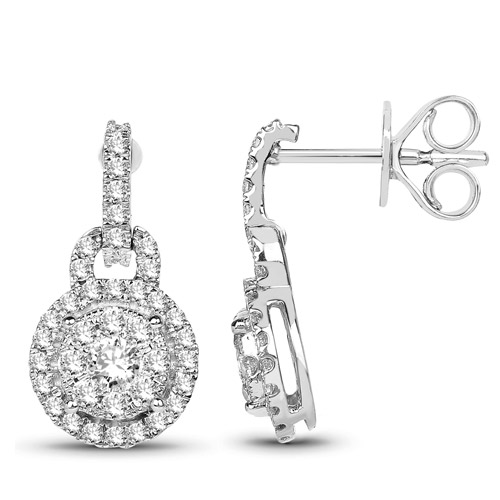0.60 Carat Genuine White Diamond 14K White Gold Earrings (G-H Color, SI1-SI2 Clarity)