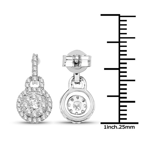 0.60 Carat Genuine White Diamond 14K White Gold Earrings (G-H Color, SI1-SI2 Clarity)