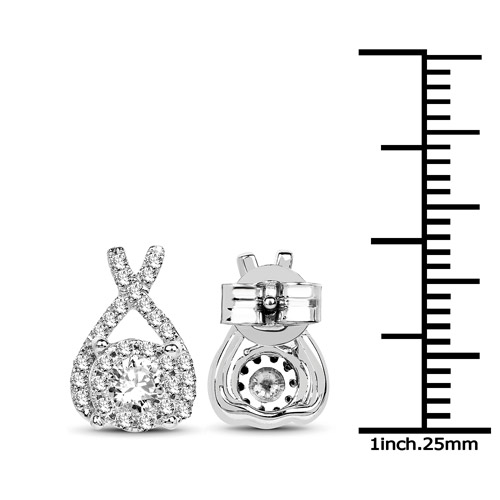 0.86 Carat Genuine White Diamond 14K White Gold Earrings (G-H Color, SI1-SI2 Clarity)