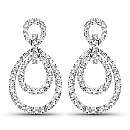 Earrings-0.76 Carat Genuine White Diamond 14K White Gold Earrings (E-F Color, SI Clarity)