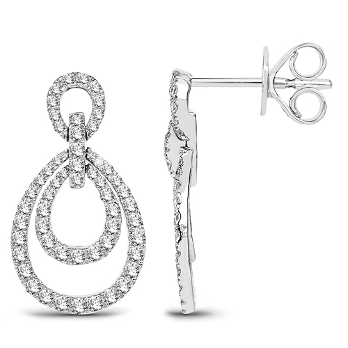 0.76 Carat Genuine White Diamond 14K White Gold Earrings (E-F Color, SI Clarity)