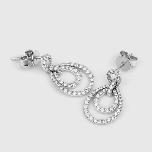 0.76 Carat Genuine White Diamond 14K White Gold Earrings (E-F Color, SI Clarity)
