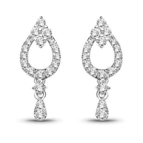 Earrings-0.34 Carat Genuine White Diamond 14K White Gold Earrings (G-H Color, SI1-SI2 Clarity)