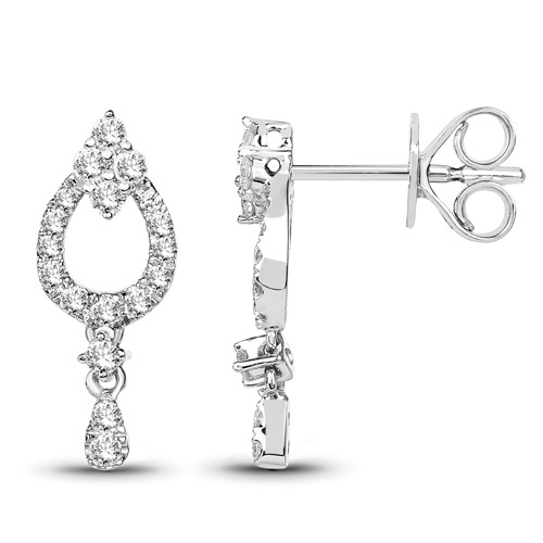 0.34 Carat Genuine White Diamond 14K White Gold Earrings (G-H Color, SI1-SI2 Clarity)