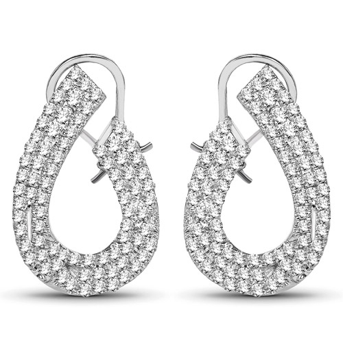 Earrings-1.51 Carat Genuine White Diamond 14K White Gold Earrings (G-H Color, SI1-SI2 Clarity)