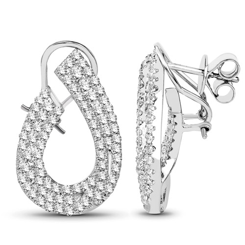 1.51 Carat Genuine White Diamond 14K White Gold Earrings (G-H Color, SI1-SI2 Clarity)
