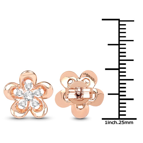 0.27 Carat Genuine White Diamond 14K Rose Gold Earrings (G-H Color, SI1-SI2 Clarity)