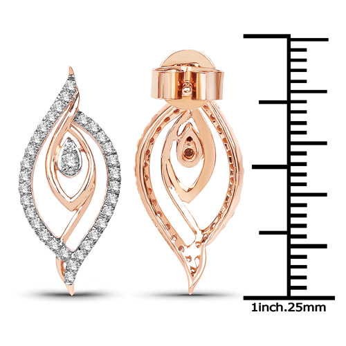 0.41 Carat Genuine White Diamond 14K Rose Gold Earrings (G-H Color, SI1-SI2 Clarity)