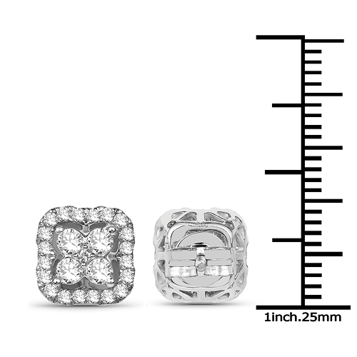 0.99 Carat Genuine White Diamond 14K White Gold Earrings (E-F-G Color, SI Clarity)