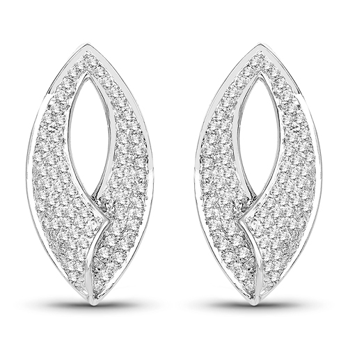 Earrings-0.62 Carat Genuine White Diamond 14K White Gold Earrings (E-F Color, SI Clarity)
