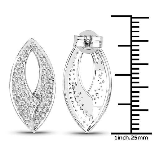 0.62 Carat Genuine White Diamond 14K White Gold Earrings (E-F Color, SI Clarity)
