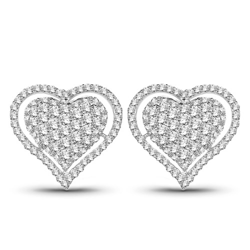 Earrings-1.26 Carat Genuine White Diamond 14K White Gold Earrings (G-H Color, SI1-SI2 Clarity)