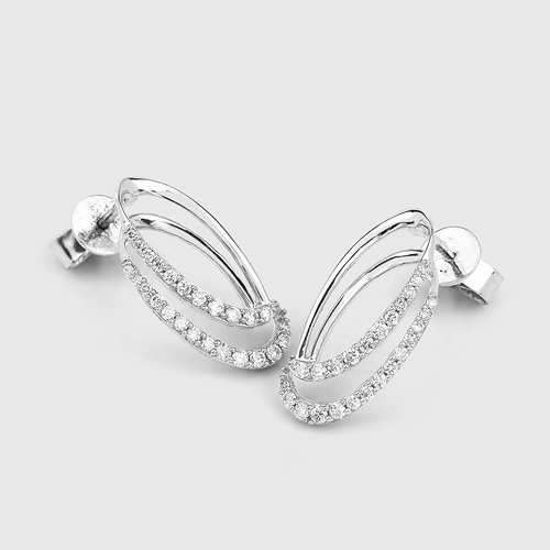 0.41 Carat Genuine White Diamond 14K White Gold Earrings (F-G Color, SI Clarity)