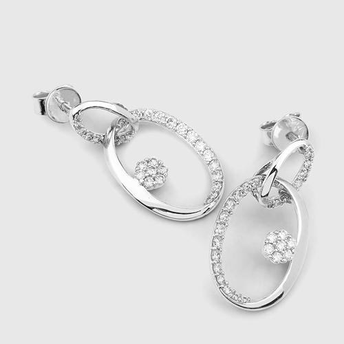 0.83 Carat Genuine White Diamond 14K White Gold Earrings (F-G-H Color, SI Clarity)